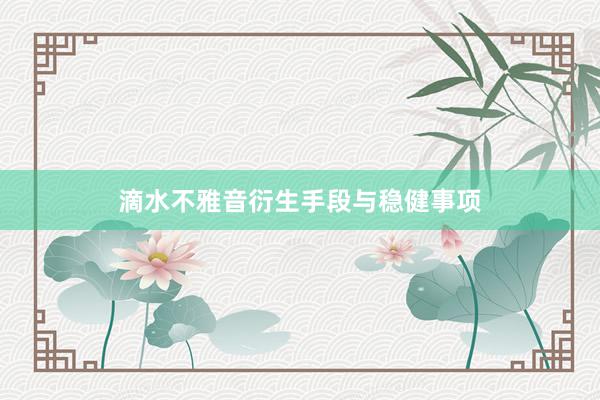 滴水不雅音衍生手段与稳健事项
